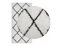 Sale Garden Furniture Vito Alfombra de pelo largo moderna PAMPLONA crema y 100x200cm Negro