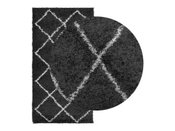 Outlet Garden Furniture Vito Alfombra de pelo largo moderna PAMPLONA negro y crema 80x150 cm Negro / Crema