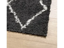 Outlet Garden Furniture Vito Alfombra de pelo largo moderna PAMPLONA negro y crema 80x150 cm Negro / Crema