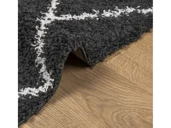 Outlet Garden Furniture Vito Alfombra de pelo largo moderna PAMPLONA negro y crema 80x150 cm Negro / Crema