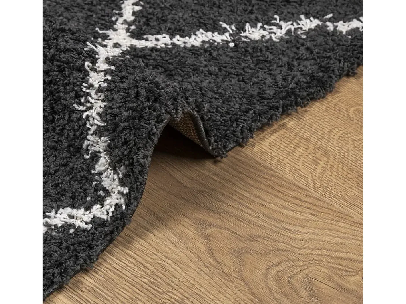 Outlet Garden Furniture Vito Alfombra de pelo largo moderna PAMPLONA negro y crema 80x150 cm Negro / Crema