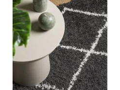 Outlet Garden Furniture Vito Alfombra de pelo largo moderna PAMPLONA negro y crema 80x150 cm Negro / Crema