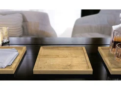 Presentación Y Servicio-Vladon Cuenco decorativo Maya, moderno Plato decorativo cuadrado, Roble natural (20 x 1,8 x 20 cm) Color natural claro
