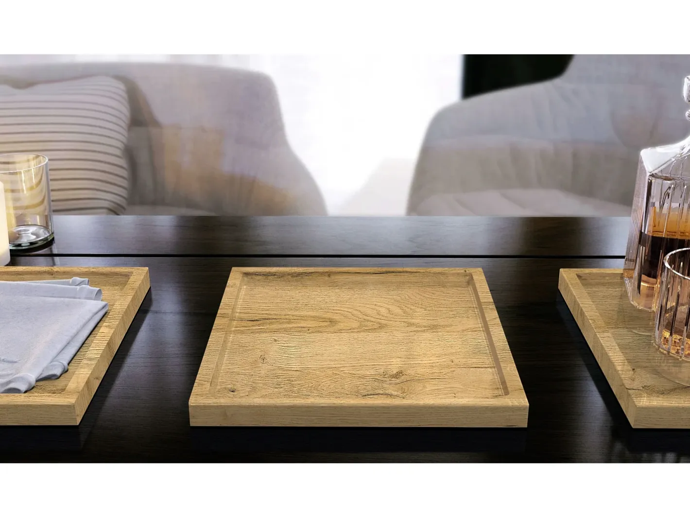 Presentación Y Servicio-Vladon Cuenco decorativo Maya, moderno Plato decorativo cuadrado, Roble natural (20 x 1,8 x 20 cm) Color natural claro