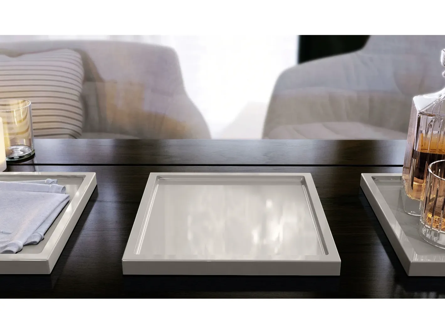 Vladon Cuenco decorativo Maya, moderno Plato decorativo cuadrado, , Juego de 2 (20 x 1,8 x 20 cm) Beige Sale