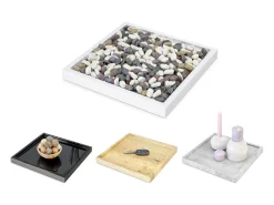 Discount Vladon Dekoschale Maya, moderne Dekorationsschale eckig, Beton Oxid-Optik (20 x 1,8 x 20 cm) Color natural oscuro