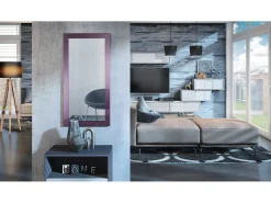 Espejo De Pared|Espejo-Vladon Espejo Lima, Espejo de pared con Marco moderno, Blanco de alto brillo (89 x 45 cm) Violeta