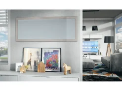 Espejo De Pared|Espejo-Vladon Espejo Lima, Espejo de pared con Marco moderno, Blanco de alto brillo (139 x 55 cm) Caqui