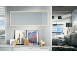 Vladon Espejo Lima, Espejo de pared con Marco moderno, Blanco de alto brillo (139 x 55 cm) Crema Best