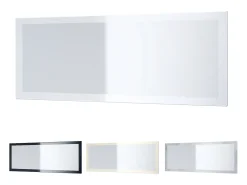 Vladon Espejo Lima, Espejo de pared con Marco moderno, Blanco de alto brillo (139 x 55 cm) Crema Best