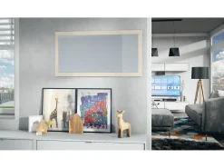 Sale Vladon Espejo Lima, Espejo de pared con Marco moderno, Blanco de alto brillo (110 x 52 cm) Crema