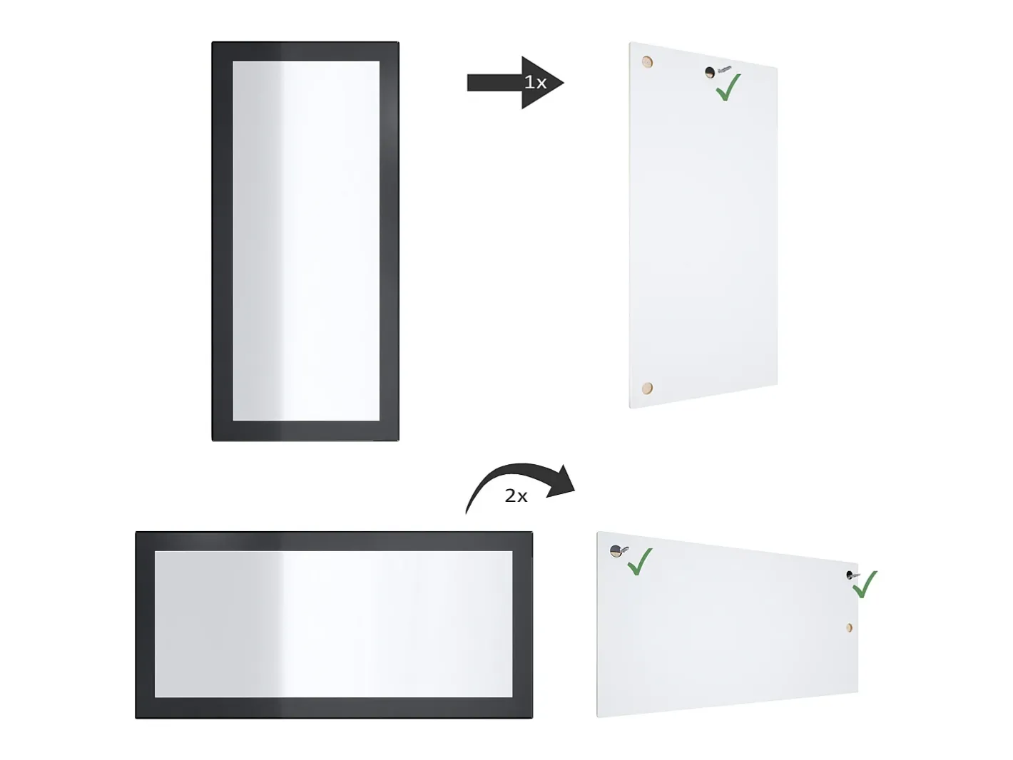 New Vladon Espejo Lima, Espejo de pared con Marco moderno, Blanco de alto brillo (110 x 52 cm) Gris