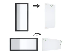 Vladon Espejo Lima, Espejo de pared con Marco moderno, Blanco de alto brillo (110 x 52 cm) Negro Best