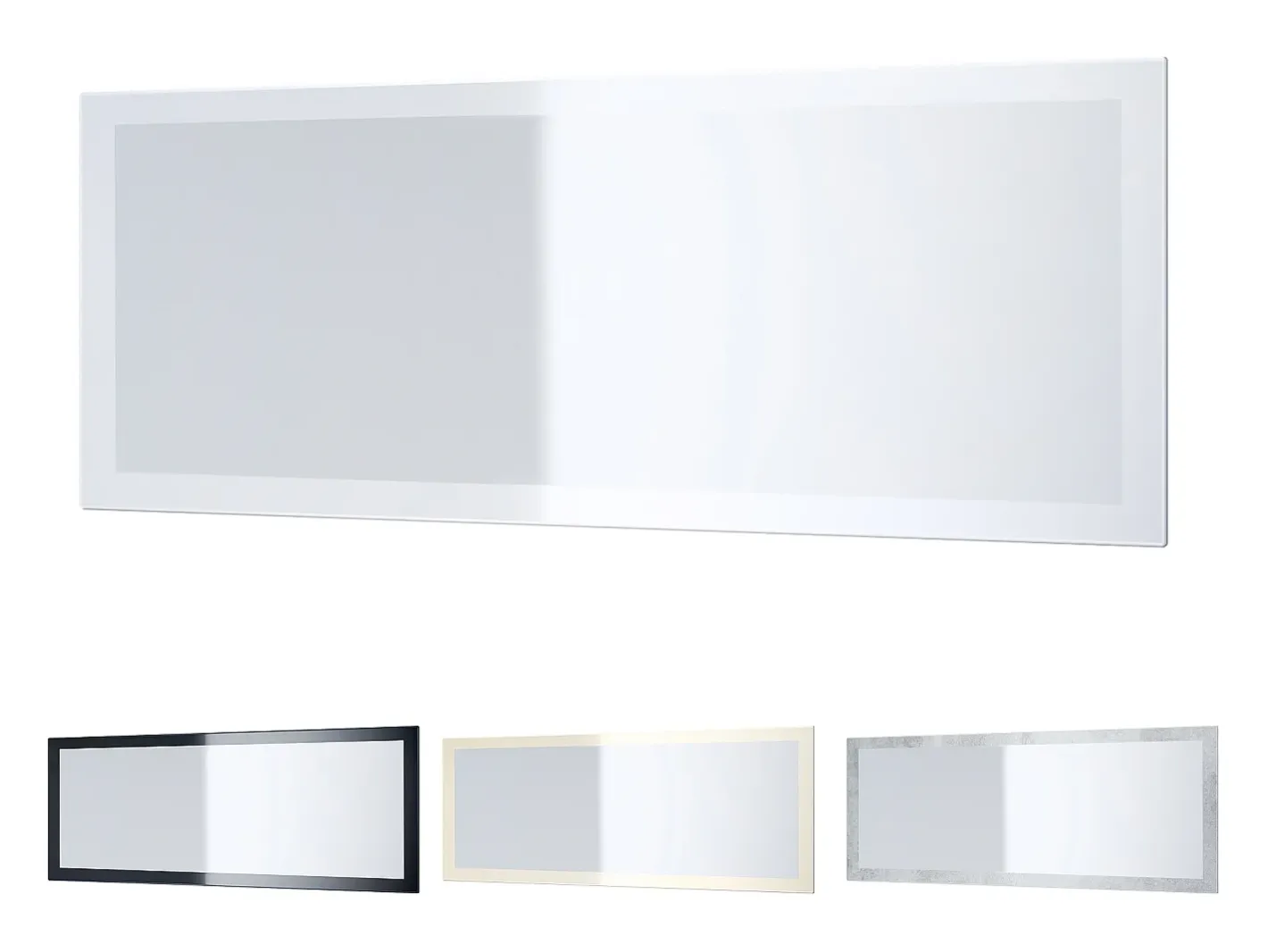 Vladon Espejo Lima, Espejo de pared con Marco moderno, Blanco de alto brillo (139 x 55 cm) Granate New