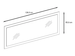 Vladon Espejo Lima, Espejo de pared con Marco moderno, Blanco de alto brillo (139 x 55 cm) Granate New
