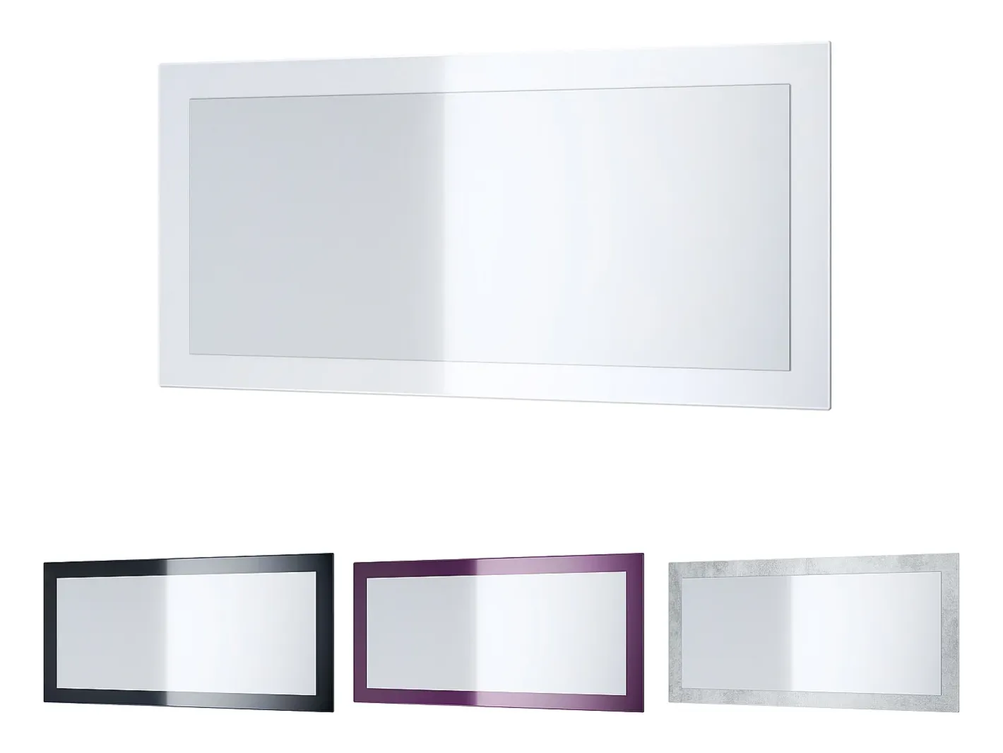 Vladon Espejo Lima, Espejo de pared con Marco moderno, Blanco de alto brillo (89 x 45 cm) Granate