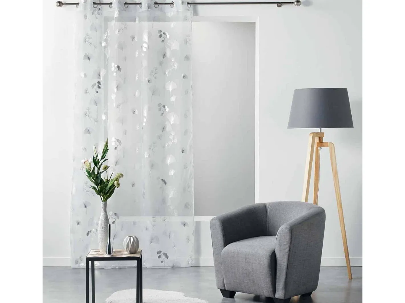 New Douceur d'intérieur Voile estampado metalizado Blanco