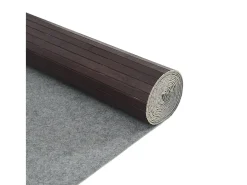 Garden Furniture Wakil Alfombra rectangular bambú marrón oscuro 80x300 cm Gris antracita
