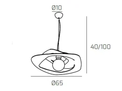 Lámpara Suspendida-Warped Sospensione D.65 Cm. 1 Luce Grigio Gris