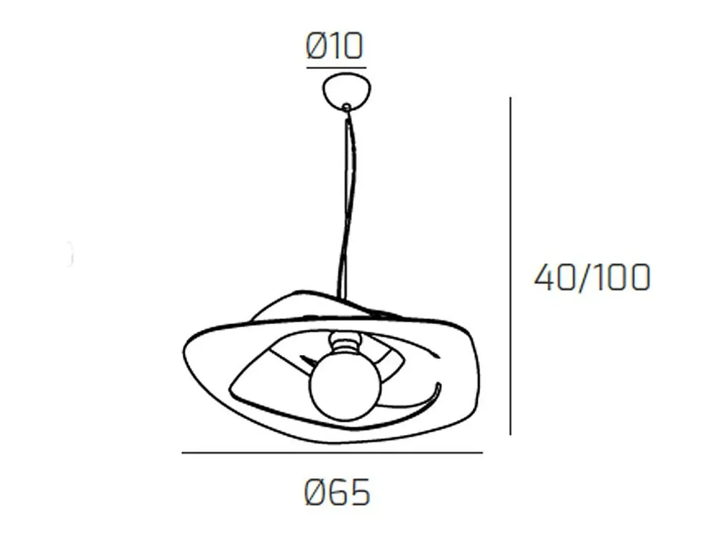 Lámpara Suspendida-Warped Sospensione D.65 Cm. 1 Luce Grigio Gris