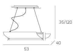 Lámpara Suspendida-Wood Sospensione Cm.50 2 Luci Wenge Blanco