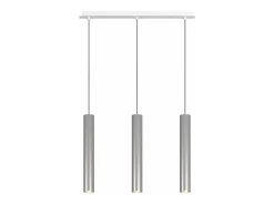 New Xena Sospensione 3 Luci Rettangolare Alluminio Con Cavo Cm.250 E Rosone Bianco Blanco