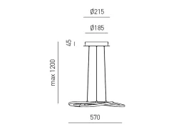 Yara Lámpara de araña LED moderna 40W Suspensión regulable 3000K luz cálida, diseño aro de aluminio 57x120cm, 1900lm, LED integrado IP20 Blanco Clearance