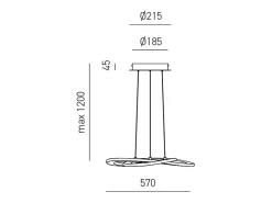 Yara Lámpara de araña LED moderna 40W Suspensión regulable 3000K luz cálida, diseño aro de aluminio 57x120cm, 1900lm, LED integrado IP20 Blanco Clearance