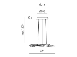 Yara Lámpara de araña LED moderna 50W Suspensión regulable 4000K luz cálida, diseño aros de aluminio 67x120cm, 2400lm, LED integrado IP20 Blanco Clearance