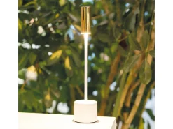 New Zafferano - Lámpara de mesa LED recargable Carolina con atenuación táctil - Para interior y exterior - Latón cepillado Dorado