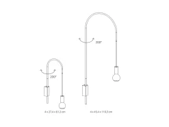 Aplique Para Pared-Zafferano - Lámpara de pared Filo, giratoria 200°, metal pintado, bombilla E27 máx. 60 W incluida, altura 61 cm - Rojo