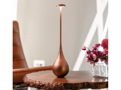 Lámpara De Mesa-Zafferano Dondolina - Lámpara de mesa LED recargable IP65, inalámbrica, con regulador táctil - Diseño italiano, color Bronce