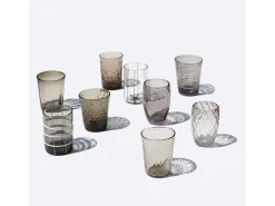Zafferano Melting Pot Juego de 6 Vasos Monocolor - - Vidrio Soplado a Mano, 32 cl - Vasos Artesanos para Agua y Cócteles Gris New