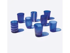 New Zafferano Melting Pot Juego de 6 Vasos Monocolor - Azul - Vidrio Soplado a Mano, 32 cl - Vasos Artesanos para Agua y Cócteles Azul oscuro