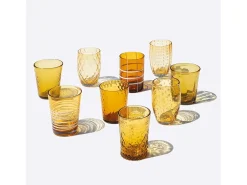 Zafferano Melting Pot Juego de 6 Vasos Monocolor - Ámbar - Vidrio Soplado a Mano, 32 cl - Vasos Artesanales para Agua y Cócteles Amarillo Discount