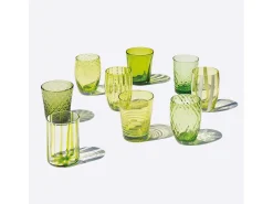 Online Zafferano Melting Pot Juego de 6 Vasos Monocolor - - Vidrio Soplado a Mano, 32 cl - Vasos Artesanos para Agua y Cócteles Verde