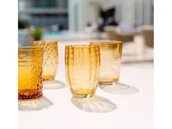 Sale Zafferano Perle Amber Glass - Vidrio de color soplado a boca, 32 cl, hecho a mano - Juego de 2 vasos hechos a mano para agua o cócteles Amarillo