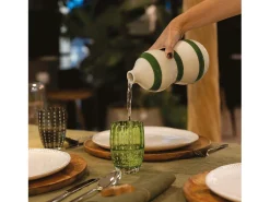 Zafferano Perle English Green Glass - Vidrio de color soplado a mano, 32 cl, hecho a mano - Juego de 2 vasos artesanales para agua o cócteles Verde Clearance