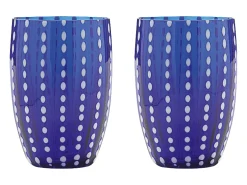 Vaso-Zafferano Perle Glass mix colours 1 - Vidrio coloreado soplado, 32 cl, hecho a mano - Juego de 6 vasos artesanales para agua o cócteles Multicolor