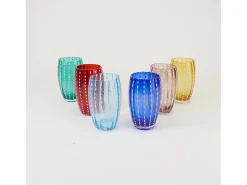 Vaso-Zafferano Perle Red Glass - Vidrio de color soplado, 32 cl, hecho a mano - Juego de 2 vasos artesanales para agua o cócteles Rojo