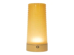 Lámpara De Mesa-Zafferano Soffio - Lámpara de mesa LED recargable IP65, regulador táctil, inalámbrica, 10 h de autonomía - Vidrio soplado en oro mate y ámbar Naranja