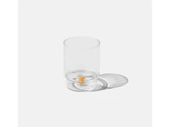 Vaso-Zafferano Teca Frutta - Juego de 6 Vasos de Vidrio Borosilicato con Pera - Vaso de 35 cl con Doble Fondo Decorado a Mano, Fácilmente Lavable Transparente