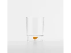 Vaso-Zafferano Teca Frutta - Juego de 6 Vasos de Vidrio Borosilicato con Pera - Vaso de 35 cl con Doble Fondo Decorado a Mano, Fácilmente Lavable Transparente