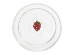 Zafferano Teca Frutta - Juego de 6 Vasos de Vidrio Borosilicato con Fresa - Vaso de 35 cl Doble Fondo Decorado a Mano, Fácilmente Lavable Transparente Hot