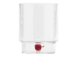 Vaso-Zafferano Teca Frutta Mix - Juego de 6 Vasos de Vidrio Borosilicato con Fruta - Vaso de 35 cl con Doble Fondo Decorado a Mano, Fácilmente Lavable Transparente