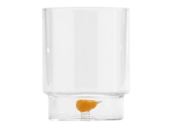 Vaso-Zafferano Teca Frutta Mix - Juego de 6 Vasos de Vidrio Borosilicato con Fruta - Vaso de 35 cl con Doble Fondo Decorado a Mano, Fácilmente Lavable Transparente