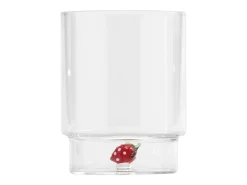 Vaso-Zafferano Teca Frutta Mix - Juego de 6 Vasos de Vidrio Borosilicato con Fruta - Vaso de 35 cl con Doble Fondo Decorado a Mano, Fácilmente Lavable Transparente