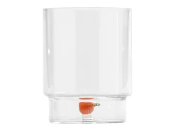 Vaso-Zafferano Teca Frutta Mix - Juego de 6 Vasos de Vidrio Borosilicato con Fruta - Vaso de 35 cl con Doble Fondo Decorado a Mano, Fácilmente Lavable Transparente