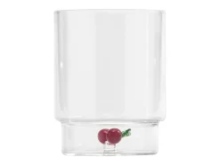 Vaso-Zafferano Teca Frutta Mix - Juego de 6 Vasos de Vidrio Borosilicato con Fruta - Vaso de 35 cl con Doble Fondo Decorado a Mano, Fácilmente Lavable Transparente