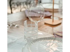 Zafferano Twiddle - Juego de 6 vasos de vidrio soplado de 35 cl - Vasos artesanales con decoración blanca, aptos para lavavajillas Transparente New